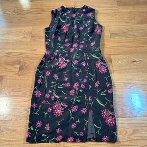 100% silk 90’s vintage floral dress. Chocolate brown with pink flowers!